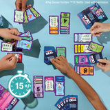 Monopoly Deal: Kpop Demon Hunters card game being played with colorful cards and a 15 minute game icon