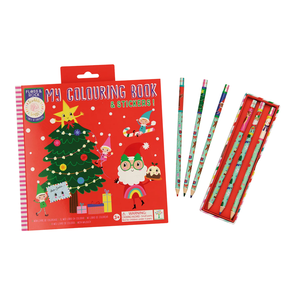 My Christmas Coloring Book & Stickers! with colorful pencils