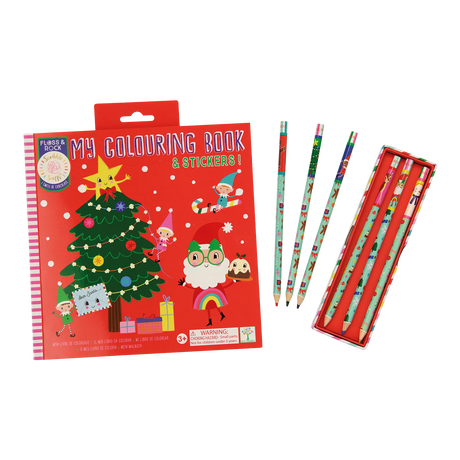 My Christmas Coloring Book & Stickers! with colorful pencils