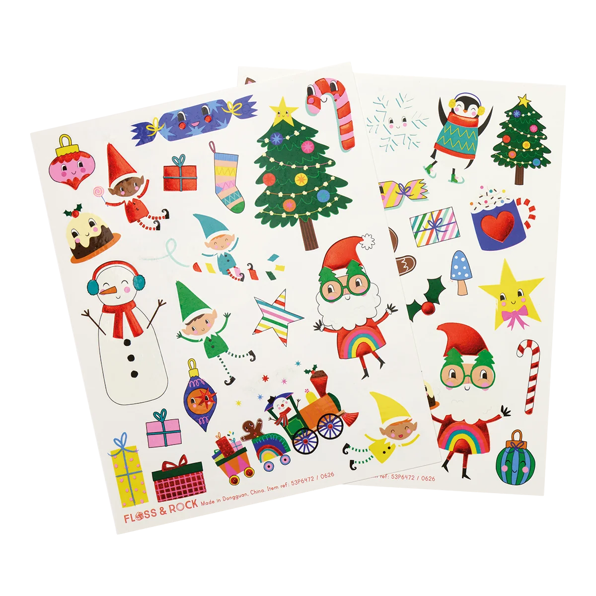 Christmas Tattoos colorful temporary tattoo sheets with festive trees elves snowmen and Santa designs