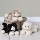 Meow Kitten plush toy showing three soft kittens in black white and brown tones