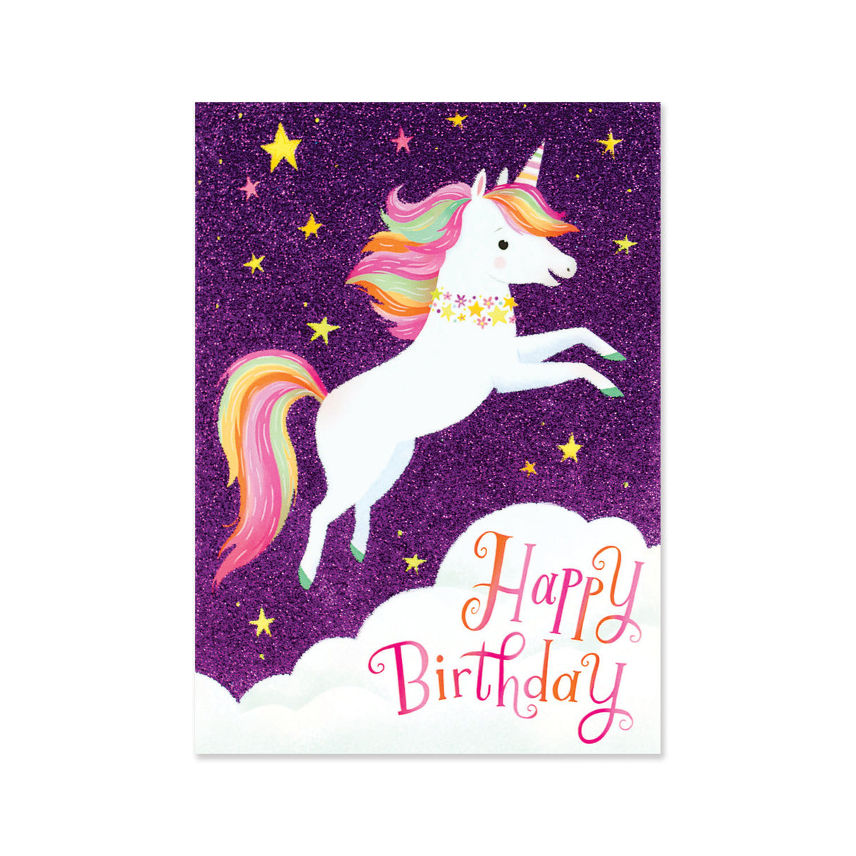 Unicorn in Clouds Glitter Card