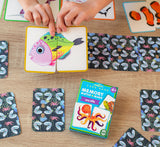Sea Life Memory Match & Make Game with colorful sea creature cards and children playing