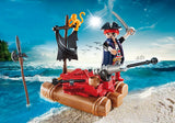 Pirates | Pirate Raft Carry Case with pirate figures and accessories on a beach