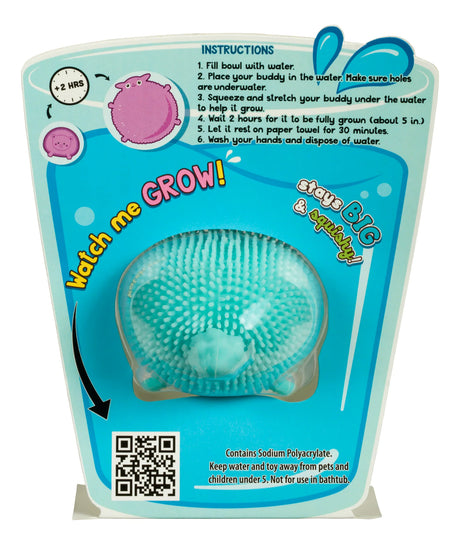 Farm Fresh Soak & Grow stretchy blue farm animal toy with instructions to soak and grow in water