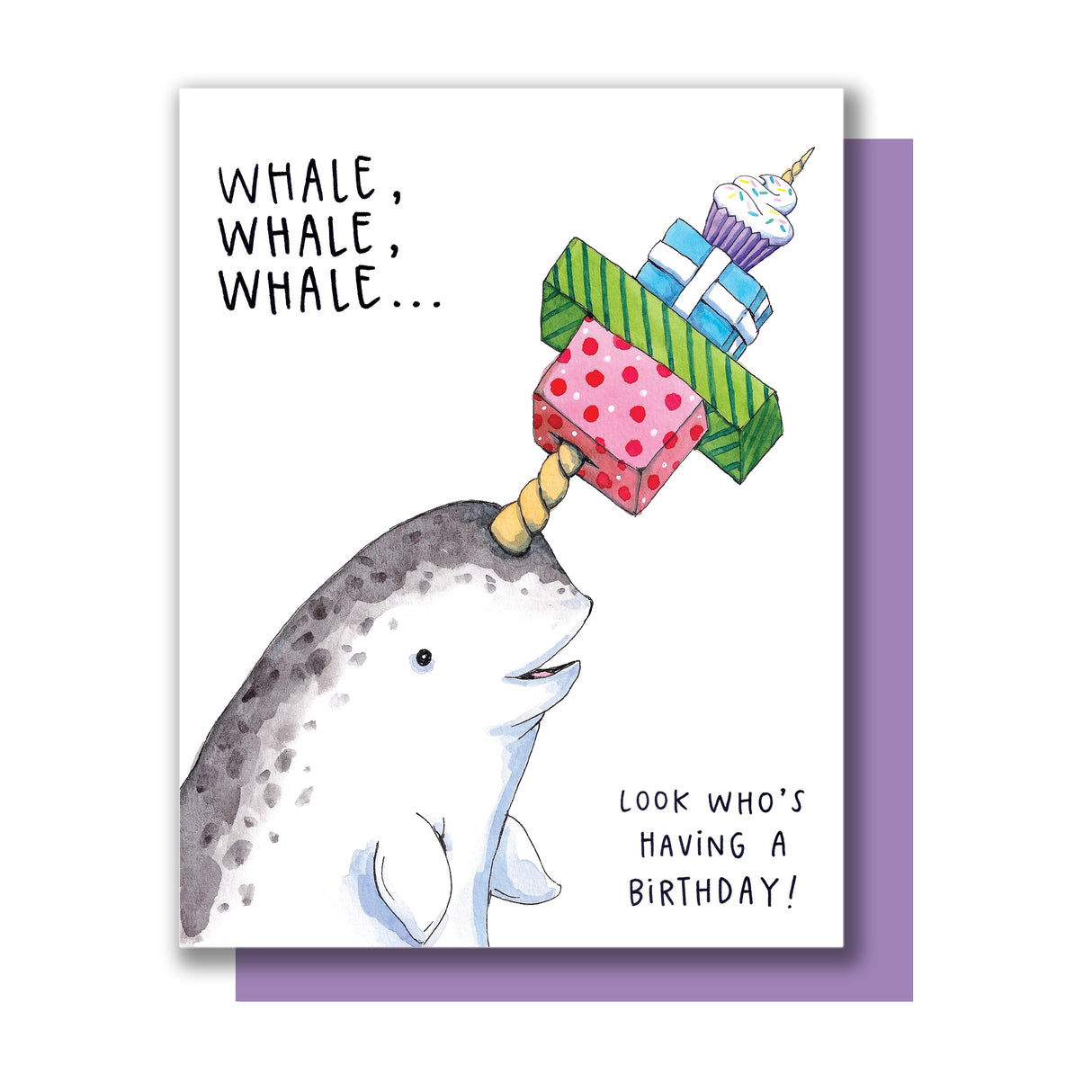 Narwhal With Presents Card