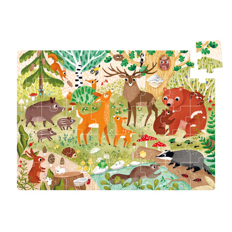 40pc Forest Animals Wild Jumbo Puzzle showing various forest animals and plants in a colorful children’s puzzle scene.