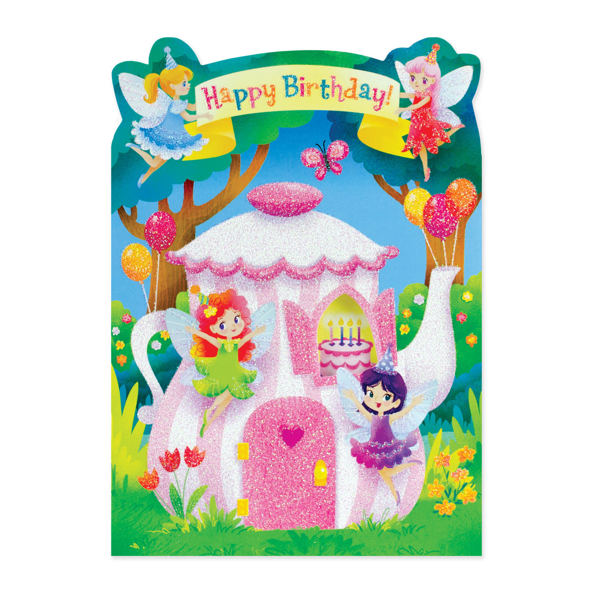 Fairy House Glitter Card