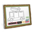 Kids’ placemat featuring a food truck outline for coloring and interactive mealtime fun with Pigeon character.