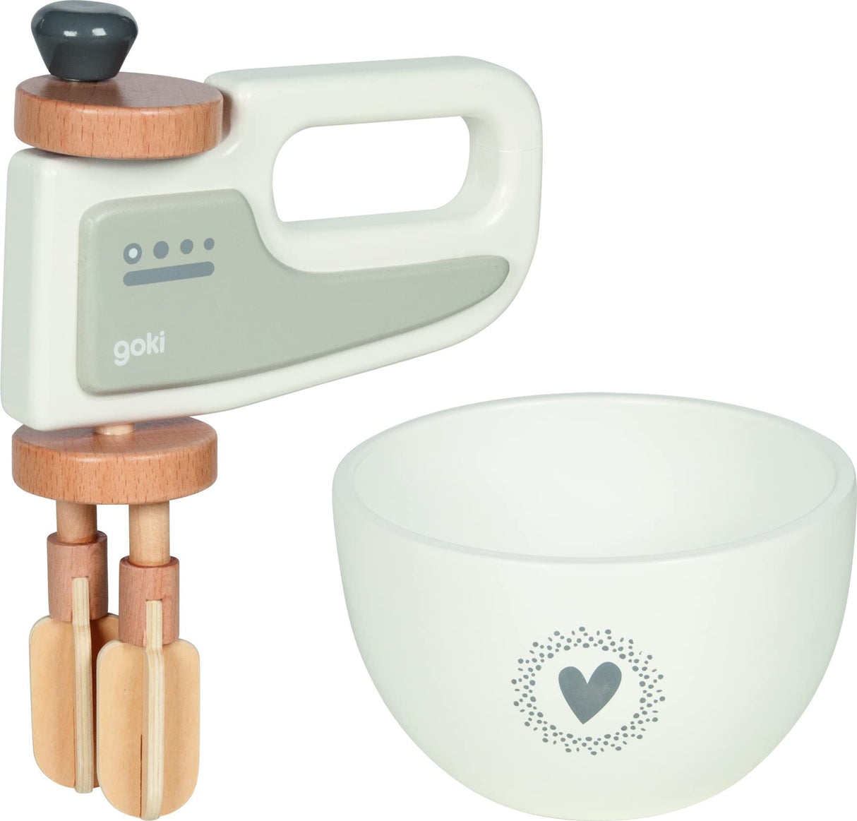 Wooden Hand Mixer & Bowl