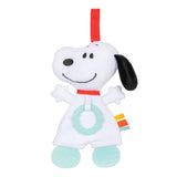 Snoopy Blanky with Crinkle ultra-soft baby blanket with embroidered details and sensory crinkle toy attachment.