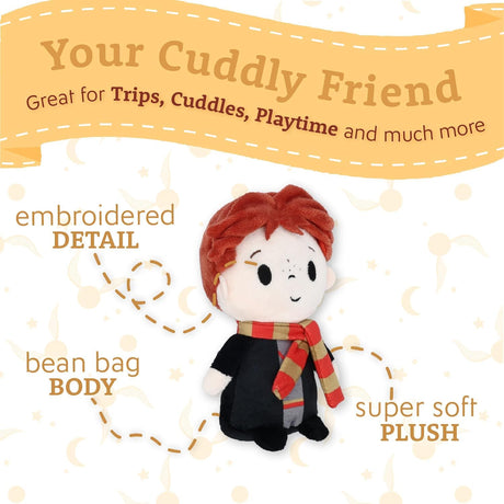 Harry Potter | Ron plush toy with embroidered detail, bean bag body, and super soft fabric for cuddles and playtime.