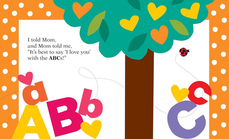 Chicka Chicka I Love Mom book page with colorful ABCs and a tree, celebrating love and Mother’s Day.