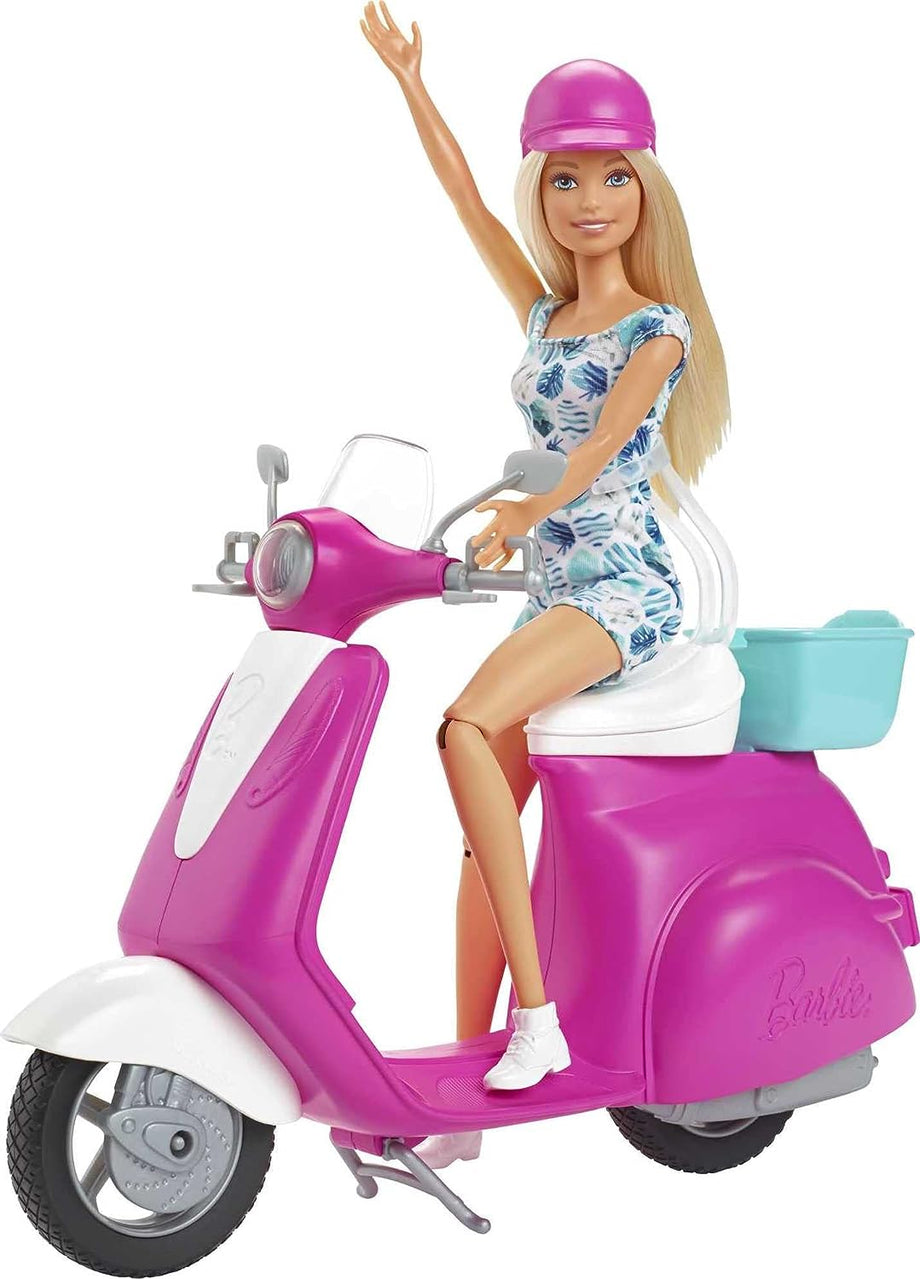 Pink barbie sales scooter