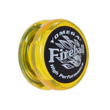 Yellow transparent yo-yo with Fireball logo designed for long spins and classic tricks for all ages