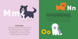 ABC Dogs alphabet book page featuring illustrated dogs and letters M m and N n