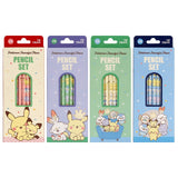 Pokemon Pencil Set with four colorful pencil packs featuring playful character designs