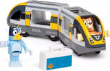 Bluey Train toy with Bluey figure and suitcase accessory