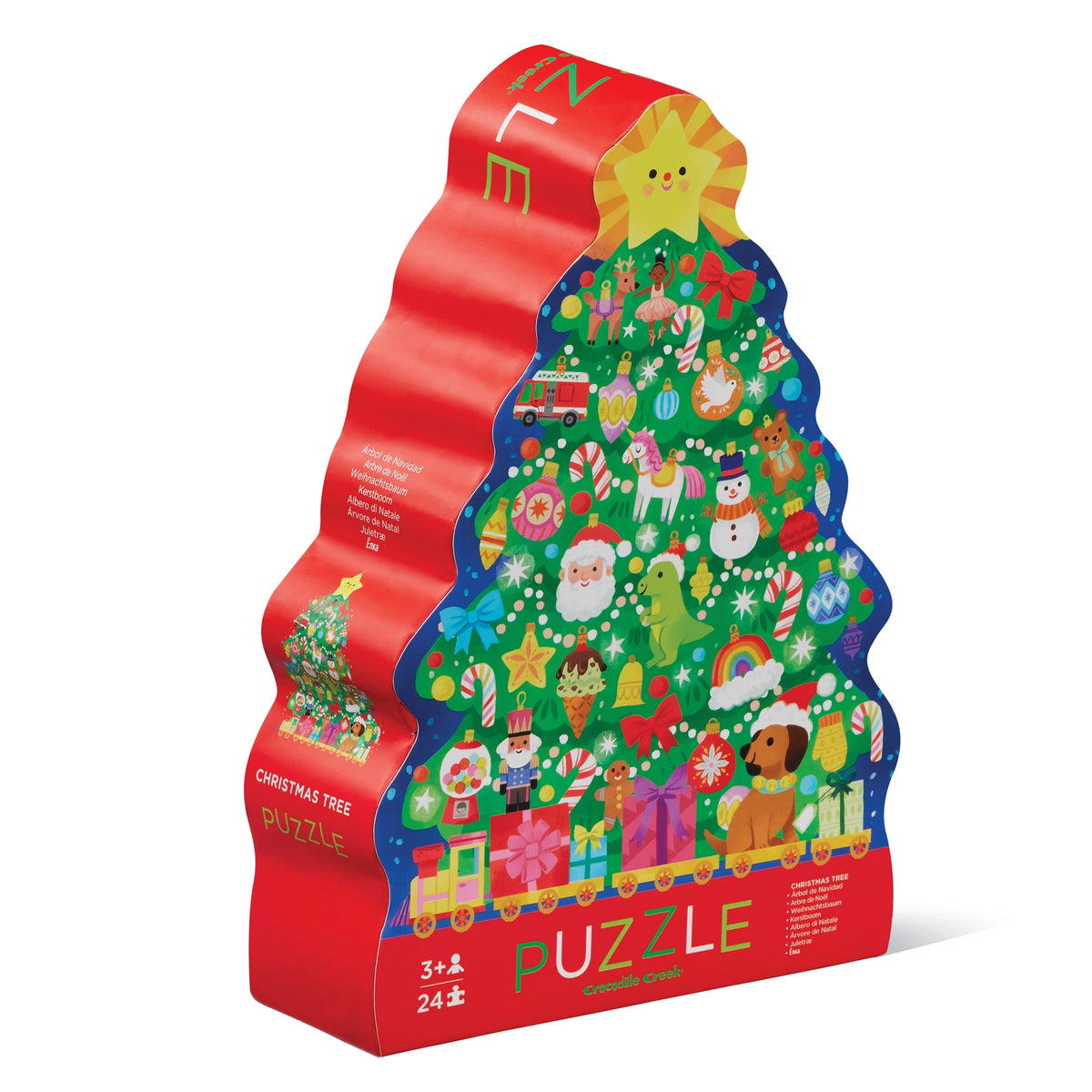 24pc Christmas Tree Puzzle colorful holiday jigsaw puzzle box