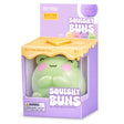 Purple Squishy Buns box with a green smiling bunny-shaped squishy toy