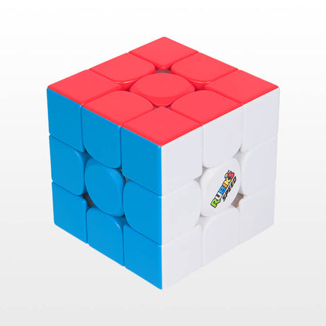 Rubiks Cube Speed showing red, blue, and white sides with magnetic core for smooth, fast twisting and turning.