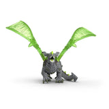 Eldrador Creatures | Rock Dragon toy with gray scales and bright green wings