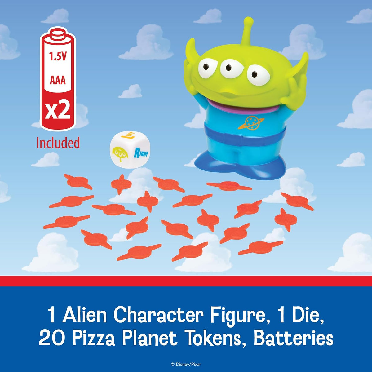 Toy Story Alien Game with alien character figure die pizza planet tokens and included batteries