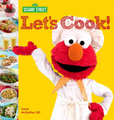 Sesame Street: Let's Cook! features Elmo in a chef hat introducing healthy, kid-friendly recipes with colorful food images.
