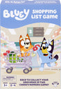 Bluey Shopping List Game box featuring Bluey characters racing shopping carts in a grocery store