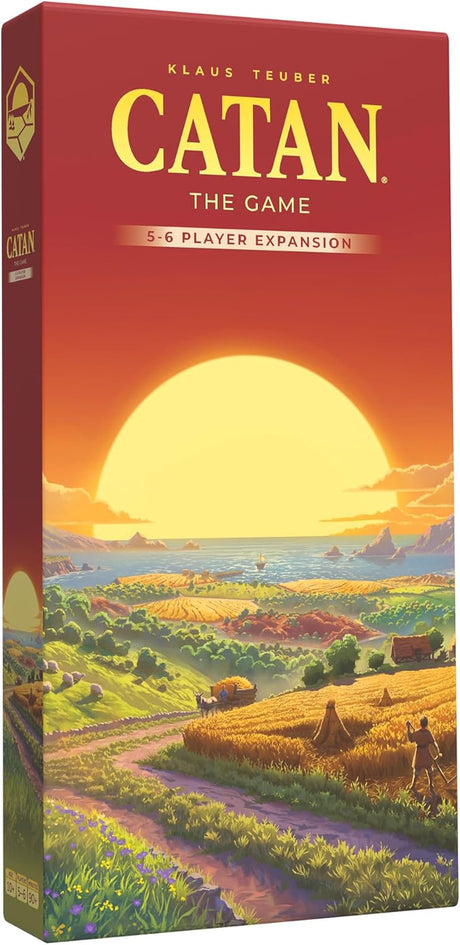 Catan 6th Ed | 5-6 Player Expansion box with colorful sunset landscape artwork
