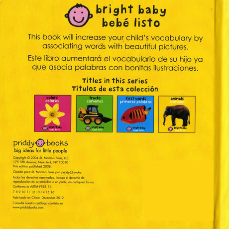 Back cover of Animals / Animales English & Spanish showing bilingual vocabulary books by Roger Priddy for toddlers.