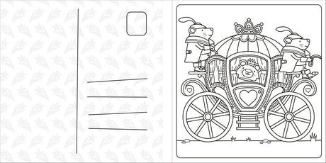 Super Cuties Cozy Fairyland Coloring Book with a fairy carriage coloring page and nameplate