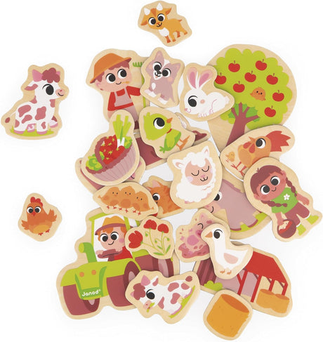 Wooden Magnets | Farm set with colorful farm animals and characters to inspire imagination for kids ages 2 and up.
