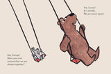Illustration from George and Lenny Are Always Together showing a bear and rabbit on swings talking about never being alone.