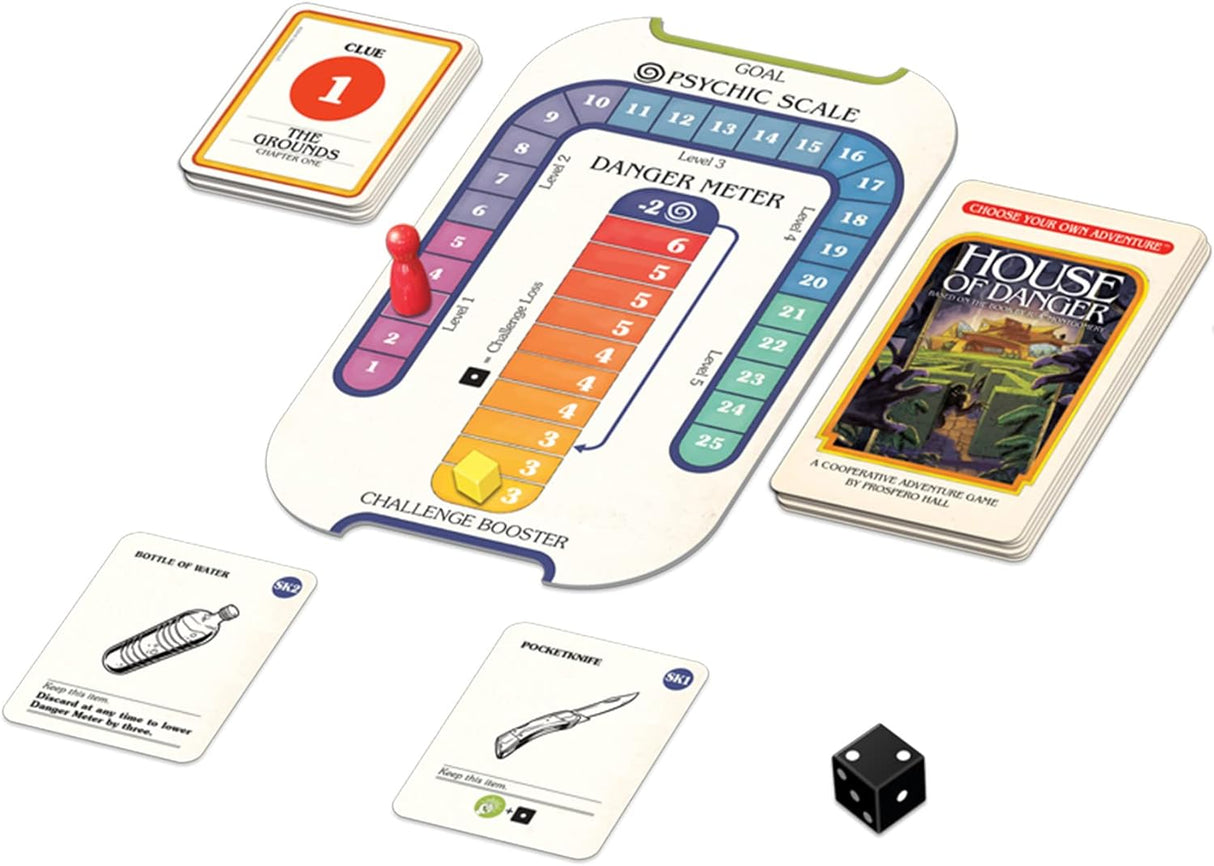 Choose Your Own Adventure Game: House of Danger board game with cards and dice