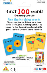 First 100 Words Matching Card Game package with colorful word matching cards and gameplay instructions