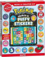 Pokemon Color-In Puffy Stickers kit with 3D stickers, coloring guide, and 60 fun Pokémon characters like Pikachu and Charizard.