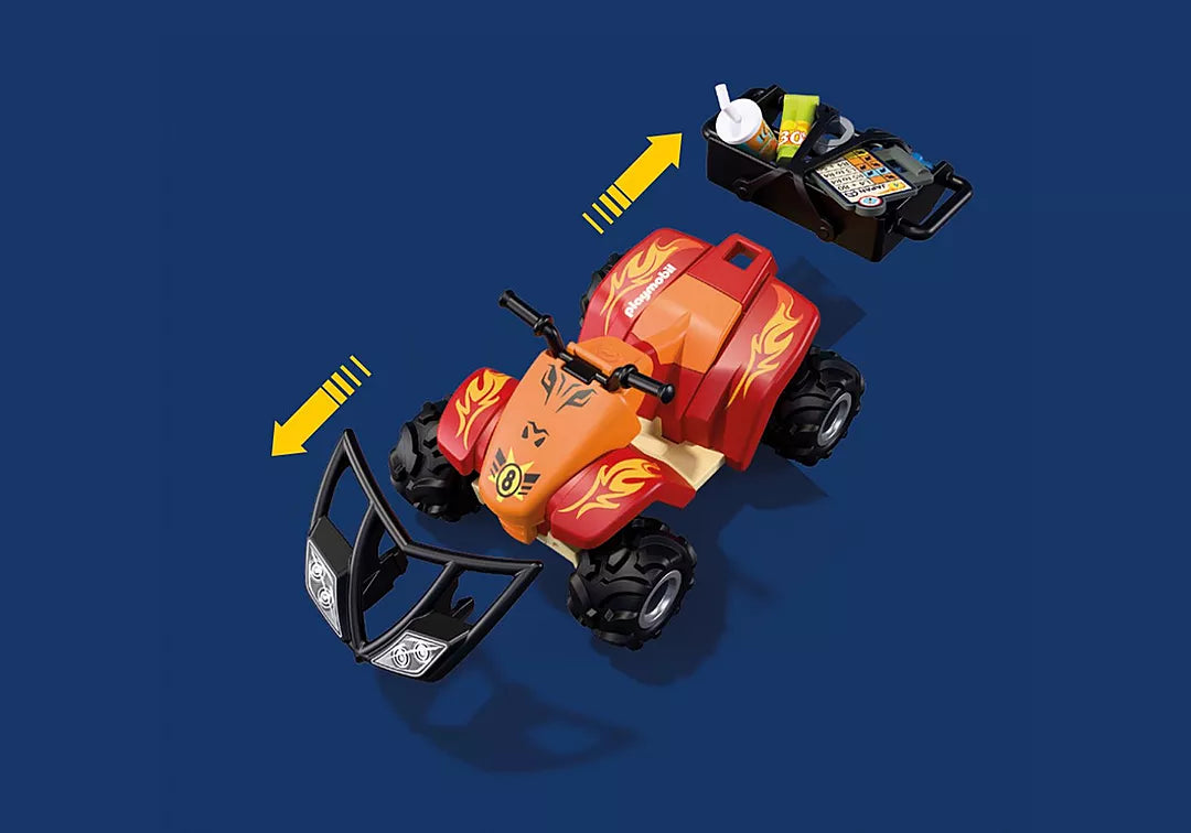 Cars | Off-Road Quad orange toy vehicle with black trailer and flame details