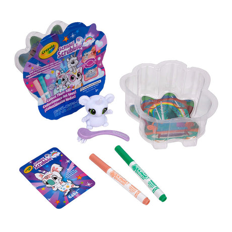 Scribble Scrubbie Mini Tub | Uni-Creatures with tub toy figure brush and colorful markers