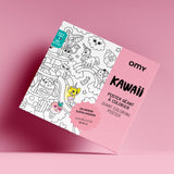 Giant coloring poster with cute kawaii characters and playful drawings for hours of creative fun.