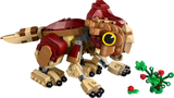 LEGO Jurassic Baby Dinosaur Dolores: Aquilops buildable figure with movable limbs and a plant accessory for kids aged 7 and up.