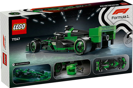 LEGO Speed KICK Sauber F1 Team C44 buildable race car toy with realistic details and driver minifigure.