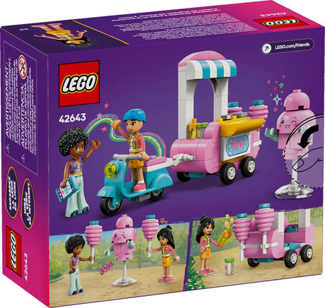 LEGO Friends Cotton Candy Stand and Scooter set with minidolls, mobile food cart, scooter, and cotton candy accessories.