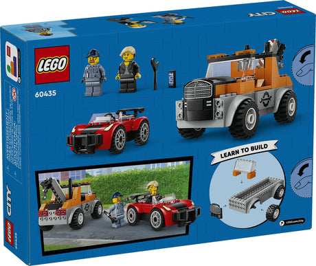 City Tow Truck and Sports Car Repair LEGO set with tow truck, sports car, and driver minifigures for creative play.
