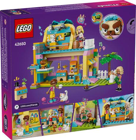 LEGO Friends Pet Accessories Shop with mini-dolls, pets, grooming area, hats, accessories, and playful details for kids age 6+