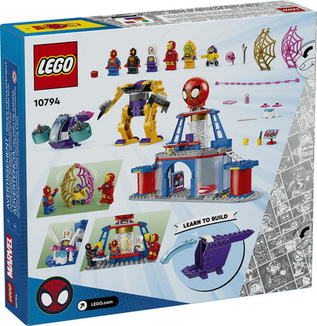 LEGO Marvel Spidey Team Spidey Web Spinner Headquarters set with minifigures and large mech for kids age 4+
