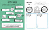 Open pages of a children's activity book teaching signs of anger and ways to manage emotions through drawing and writing exercises.