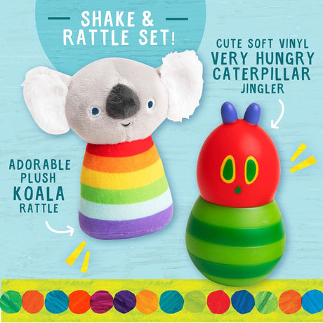 Eric Carle | Shake & Rattle Set with soft plush koala rattle and colorful Very Hungry Caterpillar jingler toy for babies.