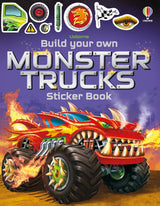 Build Your Own Sticker Book | Monster Trucks featuring fiery monster truck artwork