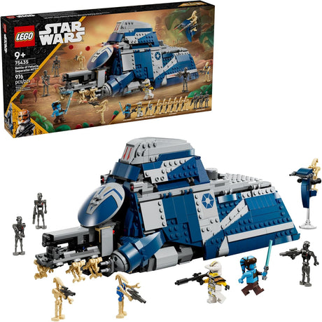 LEGO Star Wars Battle of Felucia Separatist MTT set with minifigures and detailed jungle battle scene elements.